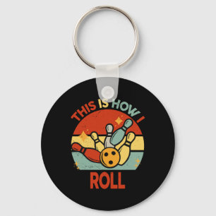 Retro So rolle ich Bowling S Kinder Kleinkind Bo Schlüsselanhänger