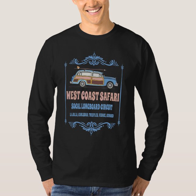 Retro SoCal Surfing West Coast Safari Long Board C T-Shirt (Vorderseite)