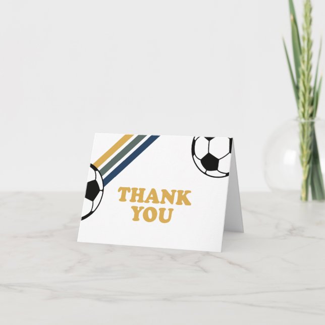 Retro Soccer Birthday Vielen Dank Dankeskarte (Vorderseite)
