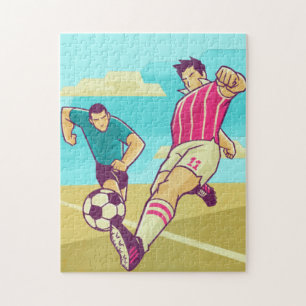 Retro Soccer Players Illustration Field Ball Sport