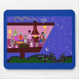 Retro Sock Monkey Party Life Cartoon Mousepad