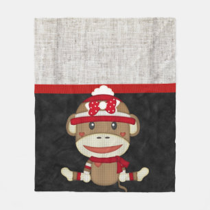 Retro Socken-Affe Fleecedecke