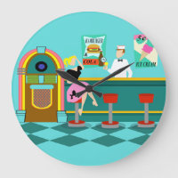 Retro-Soda-Brunnen-Acryluhr rund