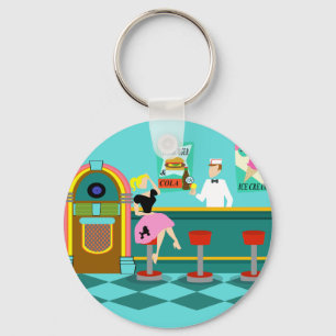 Retro Soda-Brunnen-Knopf-Schlüsselanhänger Schlüsselanhänger