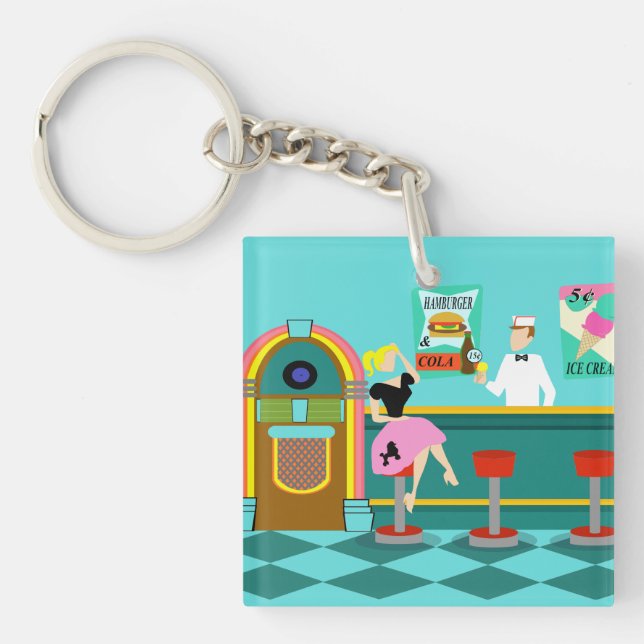 Retro Soda Fountain Acrylic Schlüsselanhänger (Vorderseite)