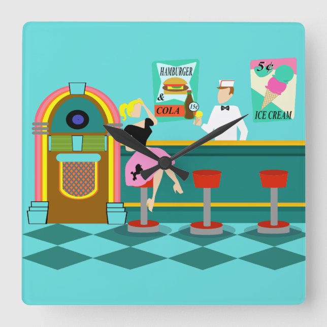 Retro-Soda-Füllfederhalter Acrylwand Quadratische Wanduhr (Vorderseite)