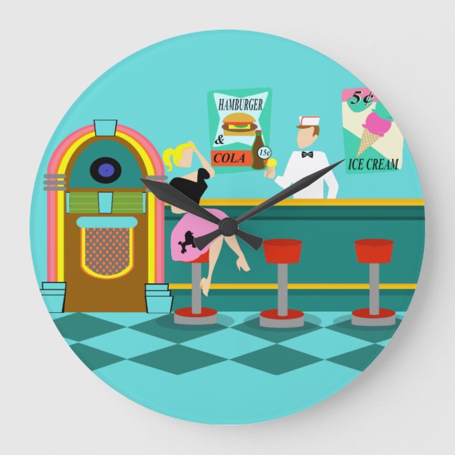 Retro-Soda-Füllfederhalter Akryllische Rundschablo Große Wanduhr (Vorderseite)