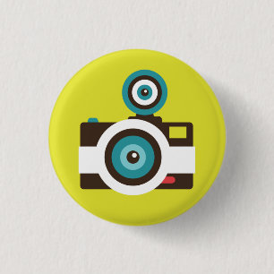 Retro Sofortbildkamera (Weiß / Braun) Flair Knopf Button