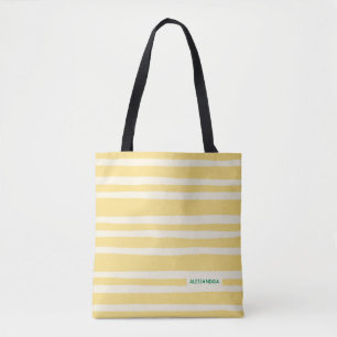 Retro-Sommer-Chic-Gelb-Streifen personalisiert Tasche