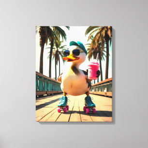 Retro-Sommer lustige Rollente Ente  Leinwanddruck