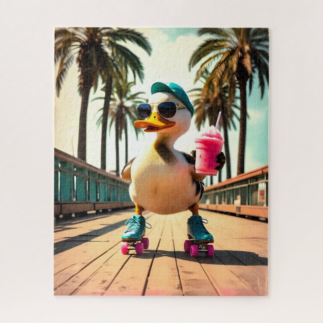 Retro-Sommer lustige Roller-Ente  (Vertikal)