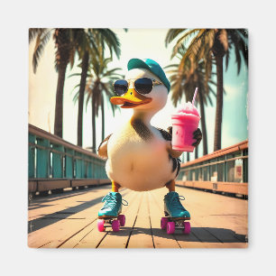 Retro-Sommer lustige Roller-Ente  Magnet