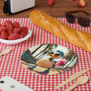 Retro-Sommer lustige Roller-Ente Pappteller