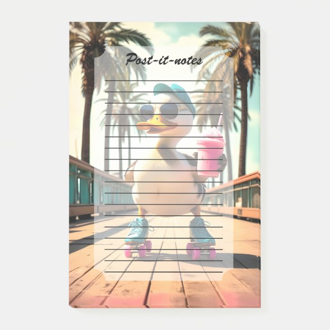 Retro-Sommer lustige Roller-Ente  Post-it Klebezettel (Vorderseite)