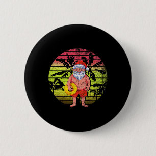 Retro Sommer Palmen Santa Claus Weihnachten im Jul Button