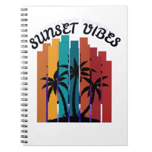 Retro-Sommer-Stimmung Palmen Grafik Spiral Notizbu Notizblock