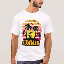 Retro Sommer Stimmung T-Shirt - Palmenbaum Sonnenu