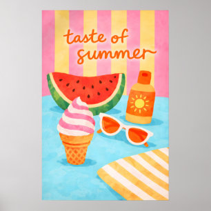 Retro-Sommer-Strand-Essensposter, Tropische Küste Poster