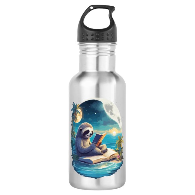 Retro-Sommer-Strandfaultier Edelstahlflasche (Vorderseite)