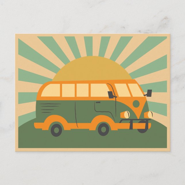 Retro-Sommer-Van  Postkarte (Vorderseite)