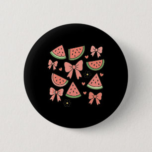 Retro-Sommer-Vibes Coquette-Schleife Wassermelone Button