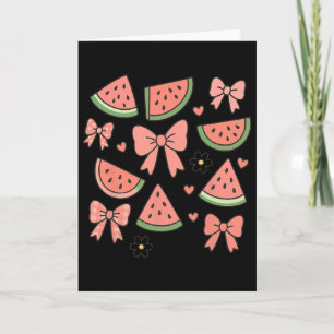 Retro-Sommer-Vibes Coquette-Schleife Wassermelone Karte