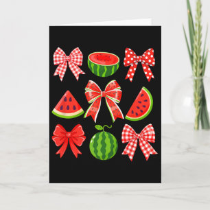Retro-Sommer-Vibes Coquette-Schleife Wassermelone Karte