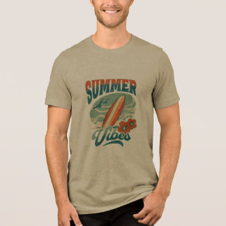 Retro-Sommer-Vibes-Surfboard-Strand Tri-Blend Shirt