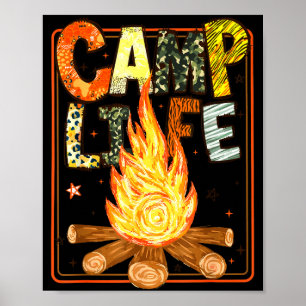 Retro-Sommercampingleben Familienabenteuer Camping Poster