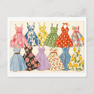 Retro-Sommerkleider im Stil der 1950er Jahre Postkarte