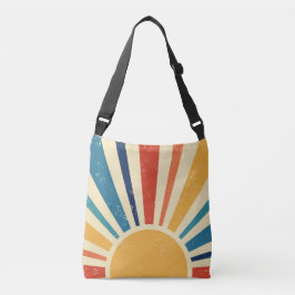 Retro-Sonne I Vintage-Sonnenaufgang I Boho-Sonnens Tragetaschen Mit Langen Trägern