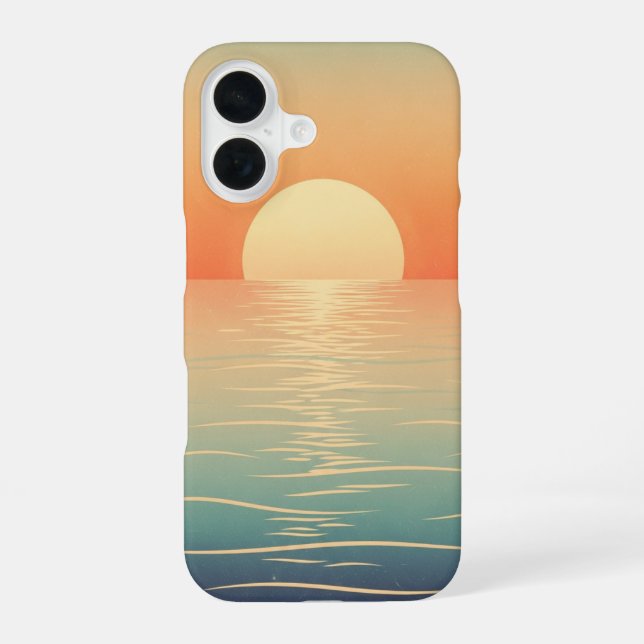 Retro-Sonne über dem Ozean iPhone 16 Hülle (Rückseite)