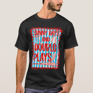 Retro-Sonnen Baseball-Doppelspiele Frauen Mädchen T-Shirt