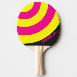 Retro Sonnen-Glow-Kreisstreifen mit Namen Tischtennis Schläger