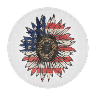 Retro-Sonnenblume 4. Juli USA Schneidebrett