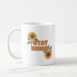 Retro-Sonnenblume "Bleib Sonnig" Florales Emblem Kaffeetasse