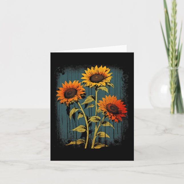 Retro Sonnenblume Boho Hippie Fall Ästhetik #1 Gra Karte (Vorderseite)
