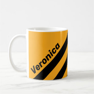 Retro Sonnenblume Brumm Drei Streifen mit Namen Kaffeetasse