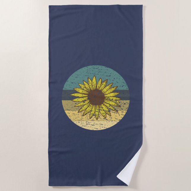 Retro-Sonnenblume Strandtuch (Vorderseite)