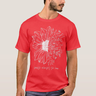 Retro Sonnenblume wächst unter dem Chaos Positive T-Shirt