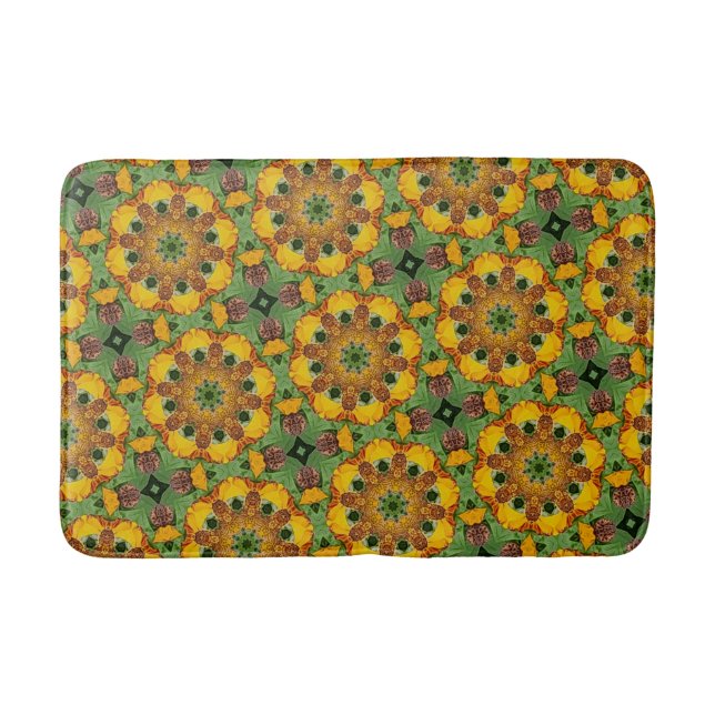 Retro-Sonnenblumen-Badezimmerteppich Badematte (Vorderseite)