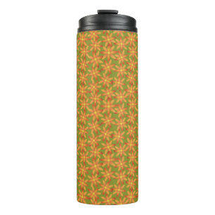 Retro-Sonnenblumen-Daisy-Blumenmuster in goldenem Thermosbecher
