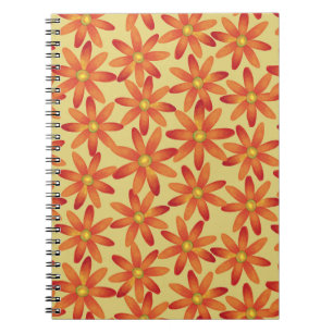Retro-Sonnenblumen-Daisy-Blumenmuster in warmem Ge Notizblock