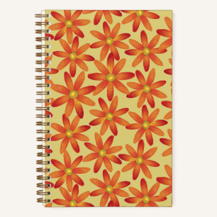 Retro-Sonnenblumen-Daisy-Blumenmuster in warmem Ge Notizbuch