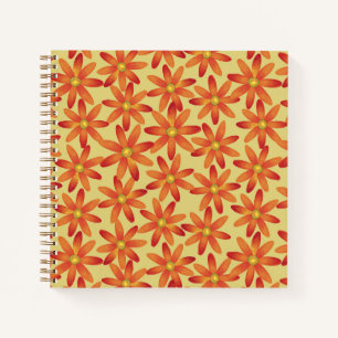 Retro-Sonnenblumen-Daisy-Blumenmuster in warmem Ge Notizbuch