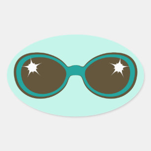Retro-Sonnenbrille Aquamarin Ovaler Aufkleber