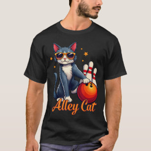 Retro-Sonnenbrille für Bowling-Spieler mit Katzenm T-Shirt