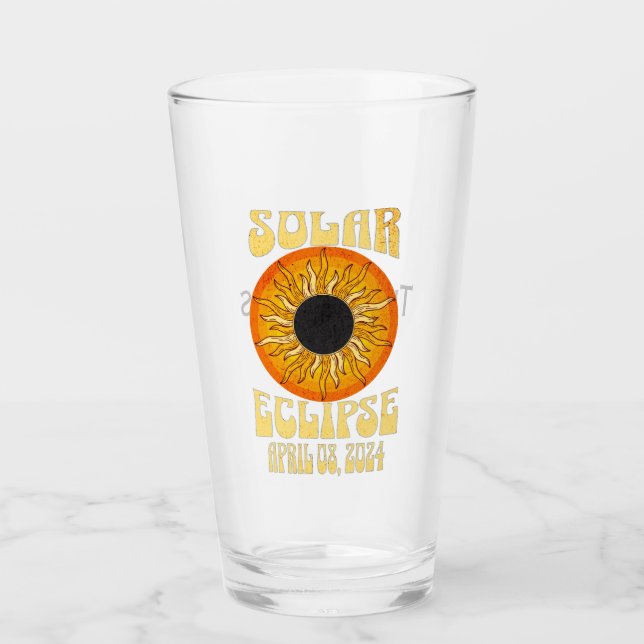 Retro-Sonnenfinsternis Gesamt Eclipse 8. April 202 Glas (Vorderseite)