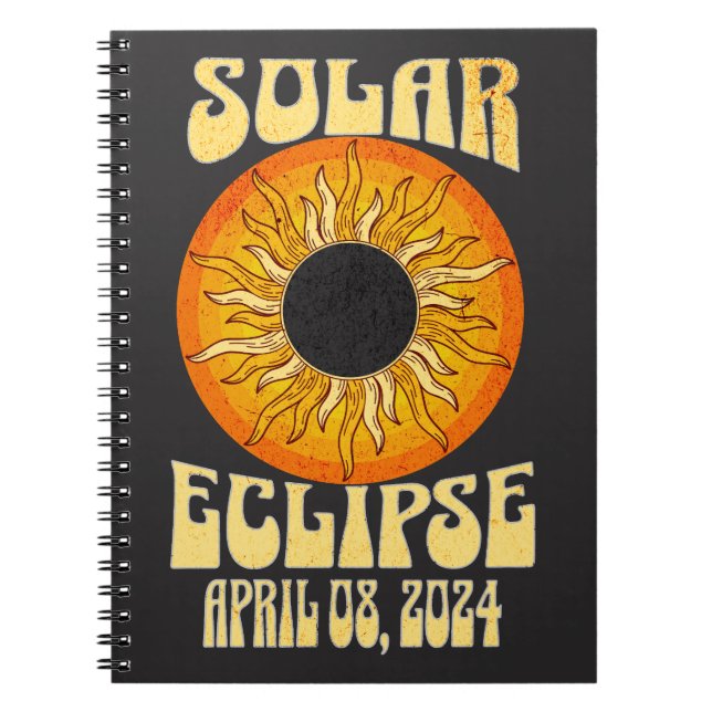 Retro-Sonnenfinsternis Gesamt Eclipse 8. April 202 Notizblock (Vorderseite)