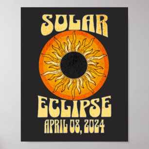 Retro-Sonnenfinsternis Gesamt Eclipse 8. April 202 Poster